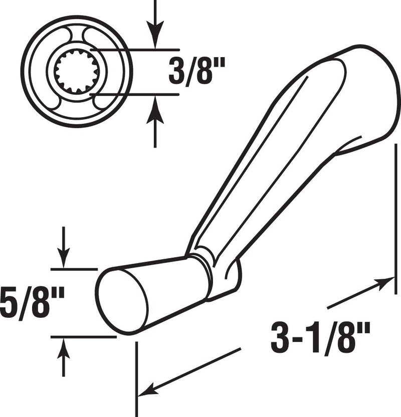 Prime-Line H 4106 Spline Socket Crank Handle, White, Smooth 360-Degree Operation (Single Pack) 1 Count (Pack of 1)