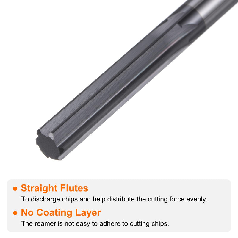 HARFINGTON Carbide Chucking Reamer 0.25"(6.36mm) Dia Straight Flute Straight Shank Machine Reamer Tool for Metal and Lathes CNC Machining Centers, Black 0.25"