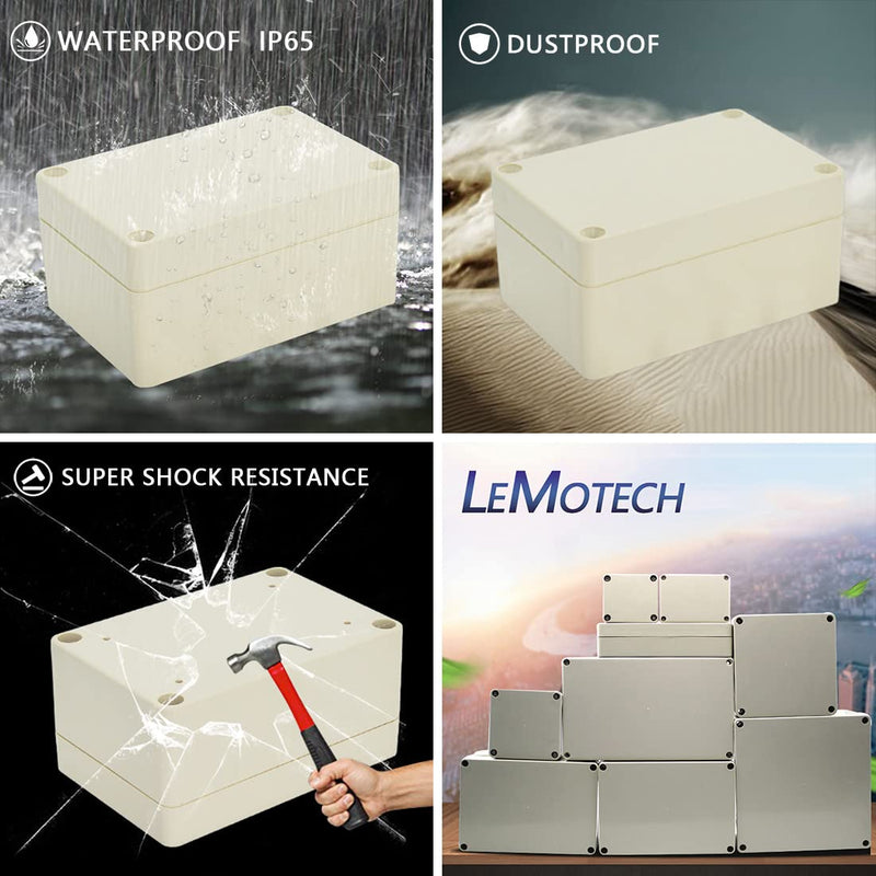 LeMotech Waterproof Dustproof IP65 ABS Plastic Junction Box Universal Electric Project Enclosure Pale Gray 3.9 x 2.7 x 2 inch (100 x 68 x 50 mm) 3.9"x2.7"x2"