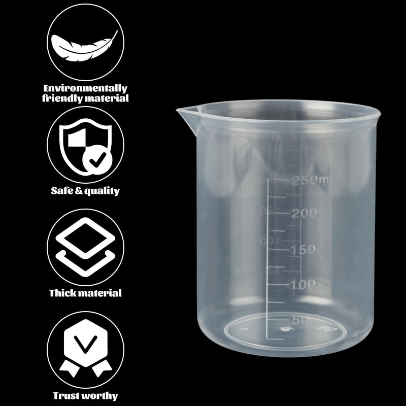 30 Pack Plastic Beakers 300 ml Graduations Plastic Graduated Measuring Cups for Science Lab Equipment, Home Experiment, School Teaching Supplies, Transparent