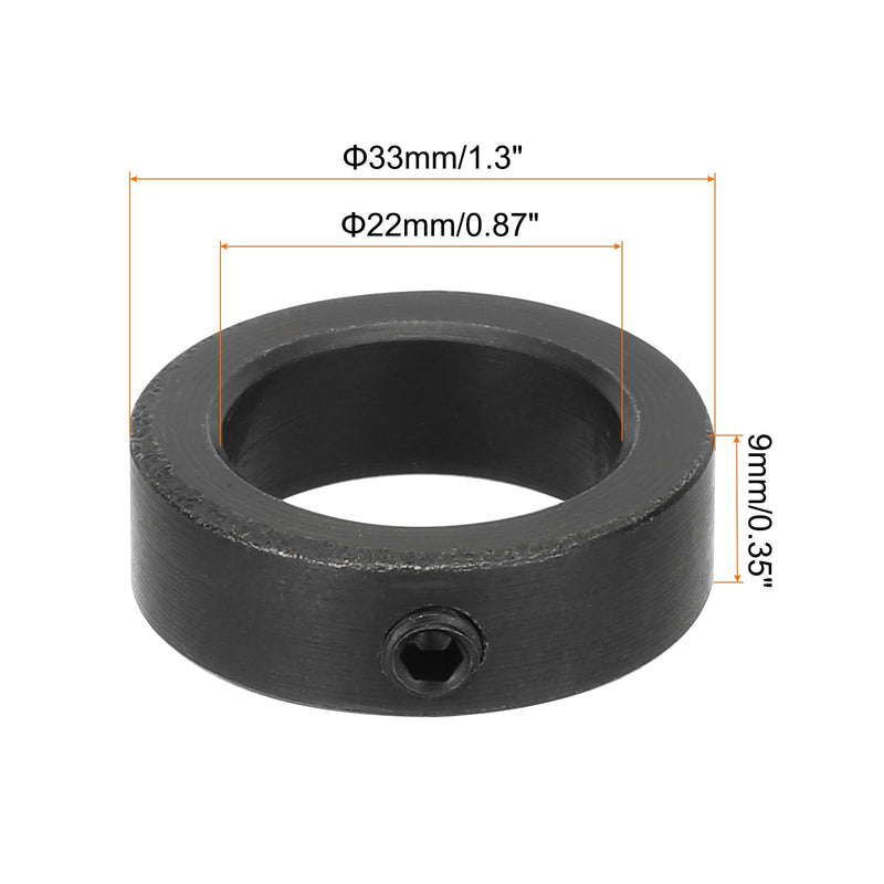 MECCANIXITY Shaft Collar 0.9 Inch Bore Carbon Steel Set Screw Style Clamping Collars Black 6 Pcs