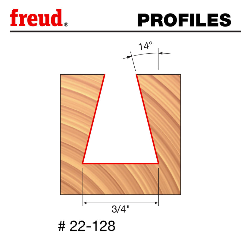 Freud 22-128: 3/4" (dia.) Dovetail Bit with 1/4" shank, 2-3/8" overall length