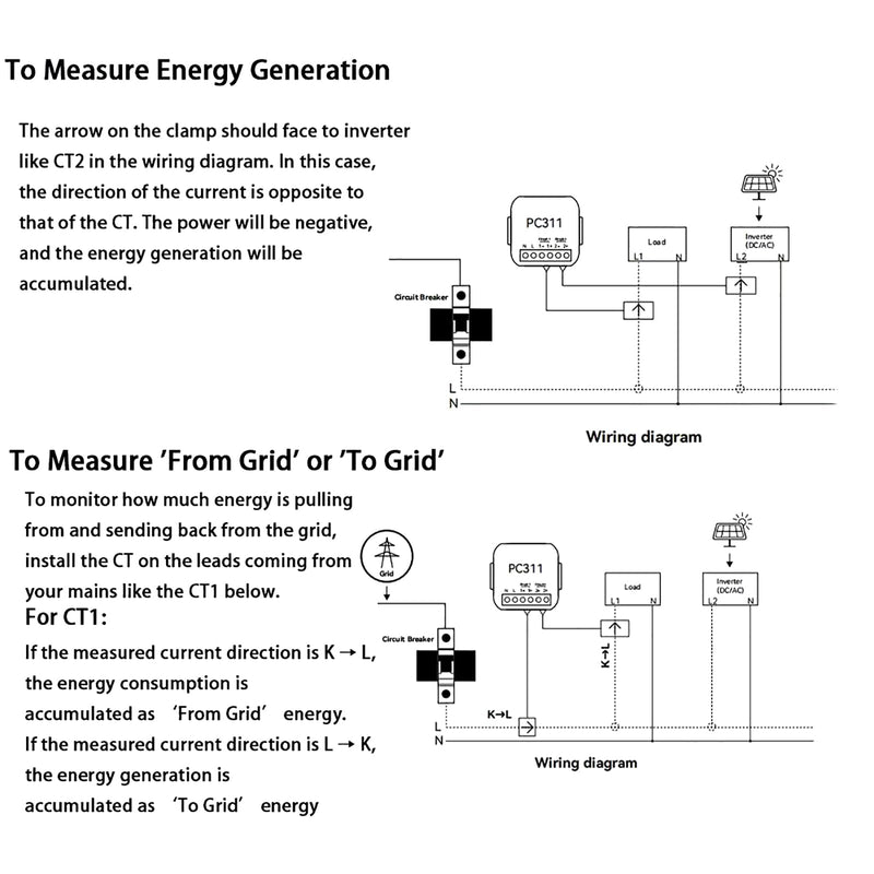AC110V 220V 300A Tuya App Smart Two-Way Bilateral WiFi Energy Meter with 2PCS 300A 24MM CT Current Transformers Clamps Sensors KWh Power Eenrgy Electricity Consumption Monitor Meter Voltmeter Ammeter 300A(CT Diameter 24MM)