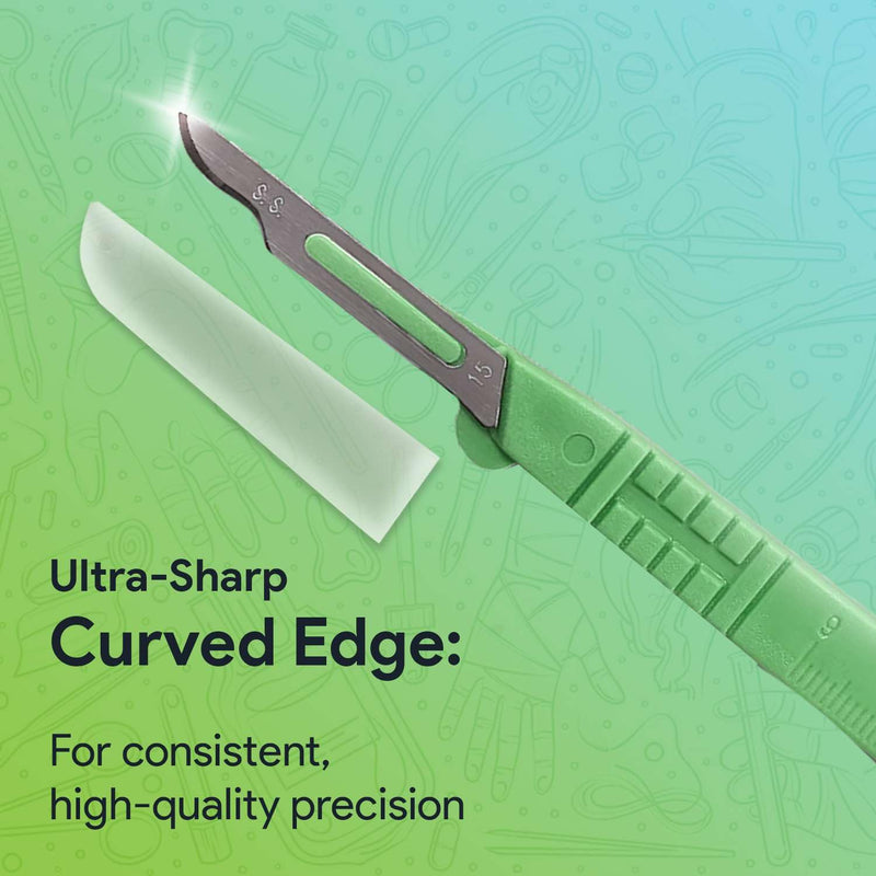 FifthPulse Disposable Surgical Scalpel Knife #15 - Ten Individually Wrapped Sterile Scalpel Blades - Surgical Blade Scalpels With Safety Grip