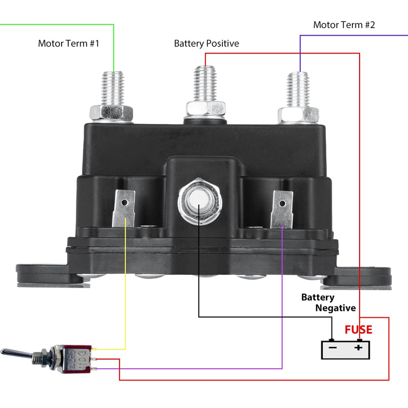 Youxmoto Reversing Solenoid Switch/Relay Winch Motor, 12V 6 Terminal Reverse Polarity Solenoid DC Contactor, Replace for 24450 214-1211A11 214-1231-A11 2141211A1106 214-1211A11-06