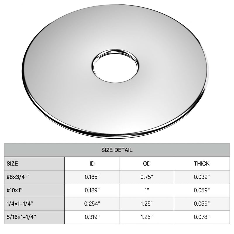 #8 x 3/4" Fender Washers,Stainless Steel Flat Washers,Made of 304 (18-8),100Pcs Large Repair Metal Washers #8×3/4" sliver 100