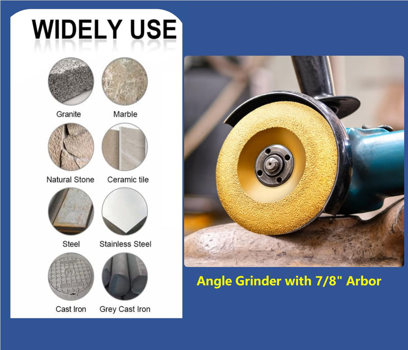 ILOVETOOL 5 Inch Diamond Grinding Cup Wheel 46 Grit Coarse | Vacuum Brazed Convex Gold Anti Rust Coating Fits 7/8 Arbor Angle Grinder 125mm (5 inch)