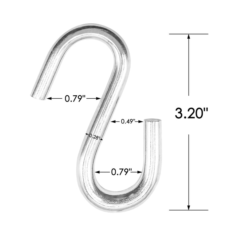 Bathonly 2 Packs S Hooks Heavy Duty, 3 Inch Rustproof Large S Hooks for Hanging, Hammock Hooks Hardware, Hanging Kitchenware, Load Capacity 550 LBS