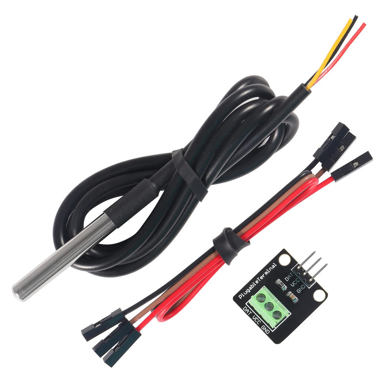 AITRIP 10Pack DS18B20 Temperature Sensors Kit 1m/39.3" Cable Waterproof with Stainless Steel Probe for Arduino Raspberry Pi