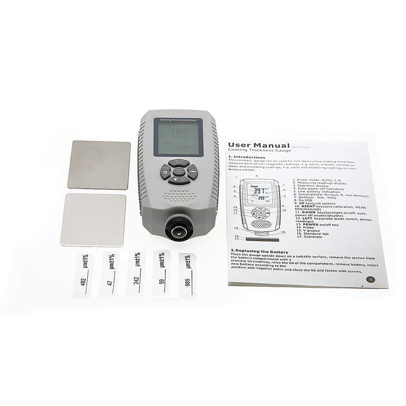 Coating Thickness Gauge Digital Paint Thickness Meter Tester with Tool Box Range 0~1500um Economy Version