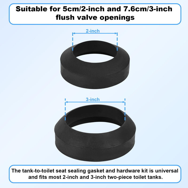 Toilet Tank to Bowl Gasket Repair Kit, Includes 7.6cm/3in & 5cm/2in Seal Gaskets Stainless Steel Bolts Washers Bases Nuts Butterfly Nuts Universal Leak Fix Kit for Two-Piece Toilet Tank