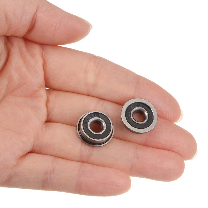 uxcell F695-2RS Flanged Ball Bearing 5x13x4mm Double Sealed Chrome Steel Flange Bearings, 20pcs 20
