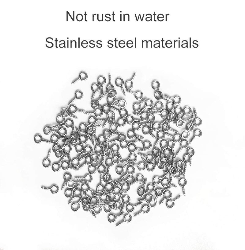 Small Screw Eye Pin (304) Stainless Steel 4mm x 8mm Eyelet Hook for Jewelry Tiny Hook Screws Ring 300 Pcs