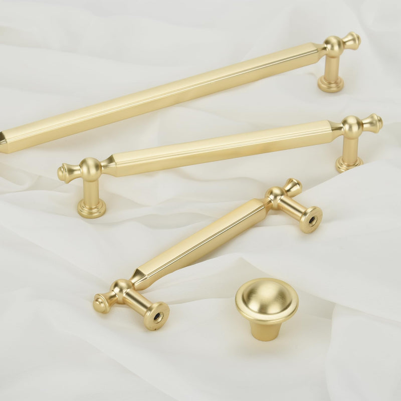 Brush Brass Cabinet Handle Kitchen Furniture Handles Drawer pulls Vintage 6.3 inch Overall Length,5 inch Center to Center Pack of 4 5 Hole Center 6.3" Overall Length Brush Brass