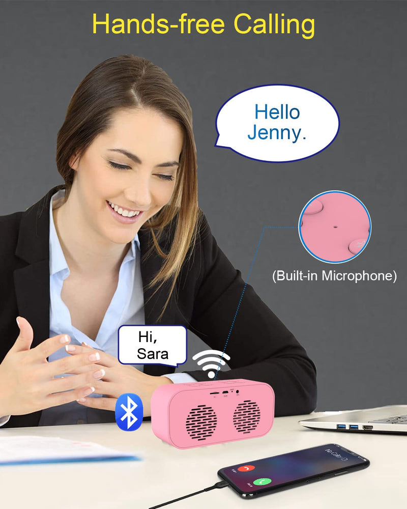 AFK Alarm Clock with Bluetooth Speaker for Bedroom,Small Digital Clock with Dual Alarms,Snooze,Mirror LED Display for Girls,Adults. Pink