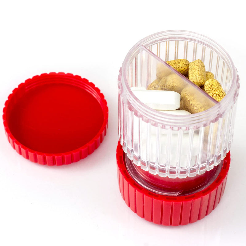 HealthSmart Pill Crusher and Grinder, Crushes Vitamins and Tablets, Holds Up to 2 Pills, With Ergonomic Grips, Red 1 Count (Pack of 1)