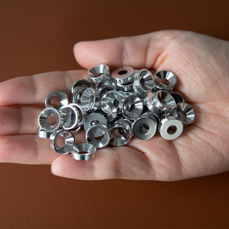 [60PCS] M5 Finishing Countersunk Washers, Anodized Aluminum Alloy, Head Washers Gaskets Cup Shim for Screw RC/FPV/PC/Drone/Mechanical Accessories Parts, Silver Color