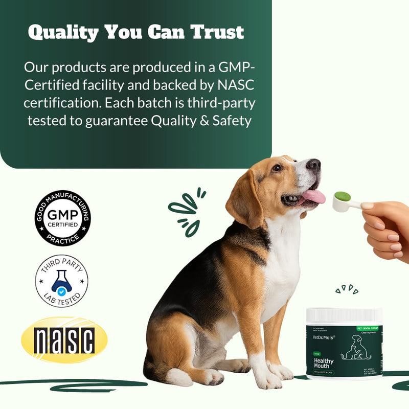 Dog Teeth Cleaning Powder, Dog Dental Powder and Cats Breath Freshener, Plaque Off Pet Tooth Cleaning lab co, Bad Breath & Tartar Remover for Dogs, Dog Teeth Cleaning with Enzymes 120 Day Supply, 120g