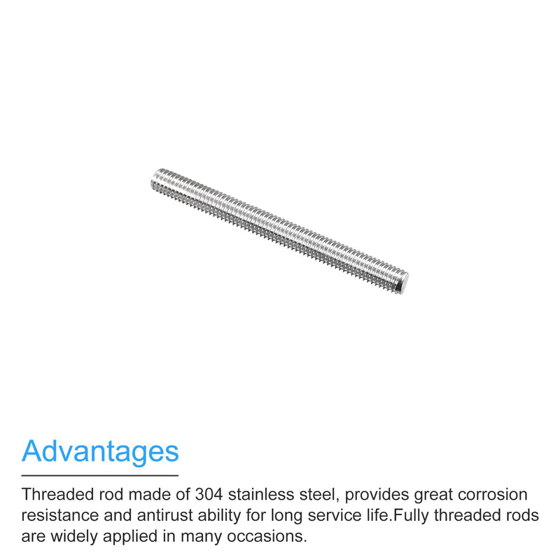 MECCANIXITY Fully Threaded Rod M5 x 50mm 0.8mm Thread Pitch 304 Stainless Steel Right Hand Threaded Rods Bar Studs 5 Pack