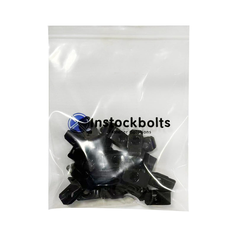 1/4"-20 Black U-Style Clip-On Nut, U-Type Carbon Steel Regular Extruded U-Nut, Pack of 20 1/4"-20 Black Carbon Steel