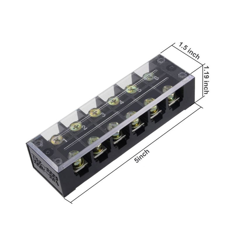 uxcell 6 Positions Dual Rows 600V 60A Wire Barrier Block Terminal Strip TBC-6006