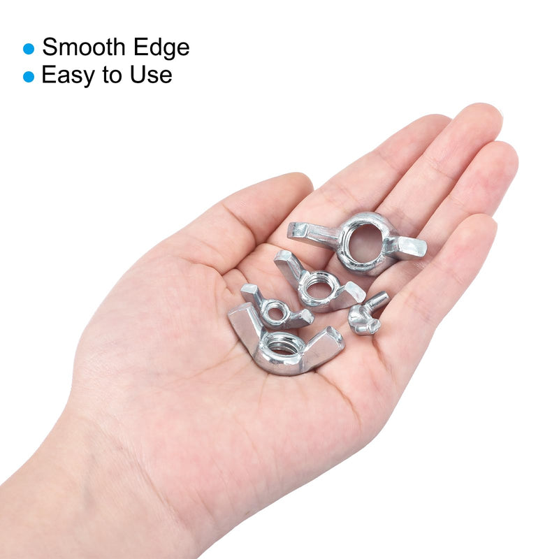uxcell #10-32 Wing Nut 60 Pcs, Carbon Steel Butterfly Wing Nuts Fasteners Parts Hand Twist Tighten Wing Nuts for Machinery Electronic Equipment DIY, White