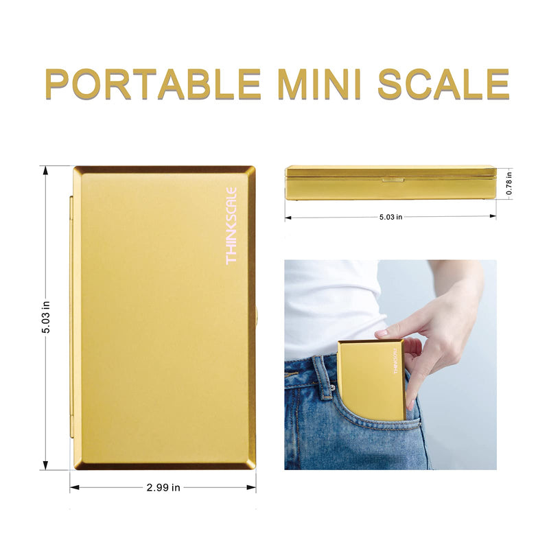 THINKSCALE 50g/0.001g Digital Milligram Scale, Gold Mg Scale with 50g Calibration Weight, Powder Scale for Reloading, Micro Gram Scale, Miligram Scale for Powder Medicine