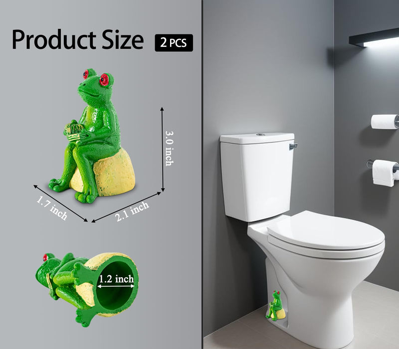 Set Of 2 Frog Toilet Bolt Caps Cute Toilet Bolt Covers Green Toilet Screw Cover Caps Resin Toilet Caps For Bottom Of Toilet Adorable Bathroom Decor - Easy To Install