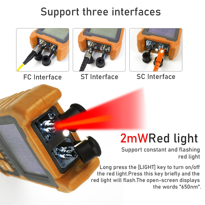 Portable Fiber Optic Power Meter & Tester with FC/SC/ST Interface,Built-in 2mw Visual Fault Locator (VFL) OPM-VFL-1 lt-02