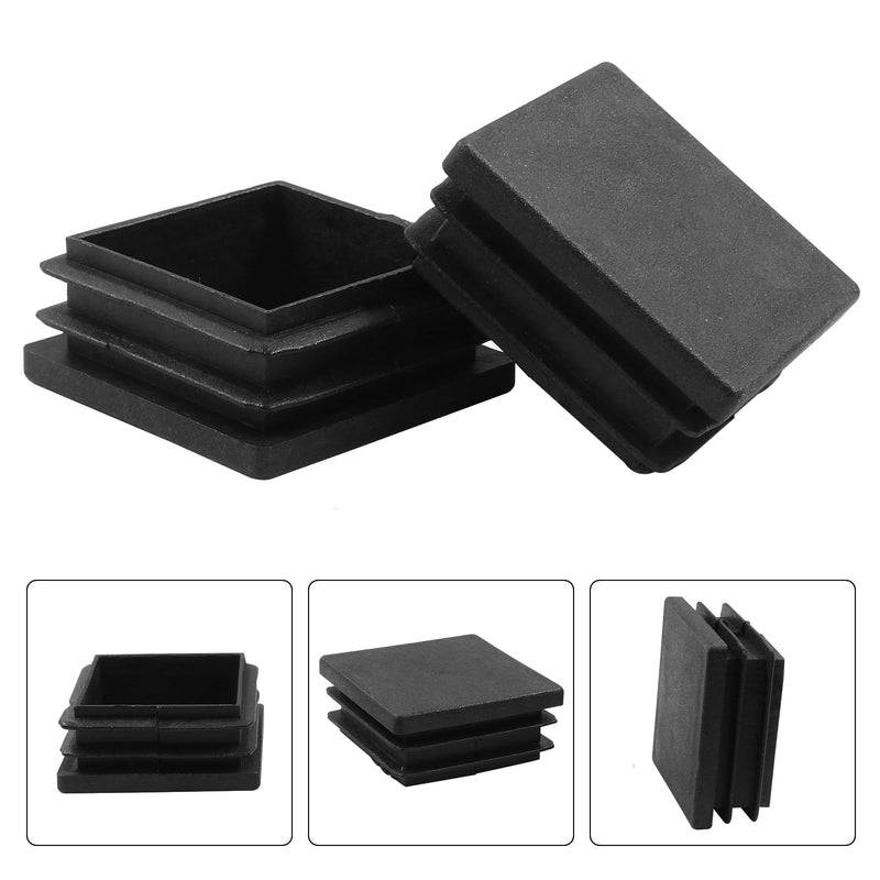 4 Pack 1-1/2" Square Plastic Plugs, Black Tubing End Caps Plugs Insert for Square Tube and Furniture Legs Length: 1-1/2" 4 Pcs