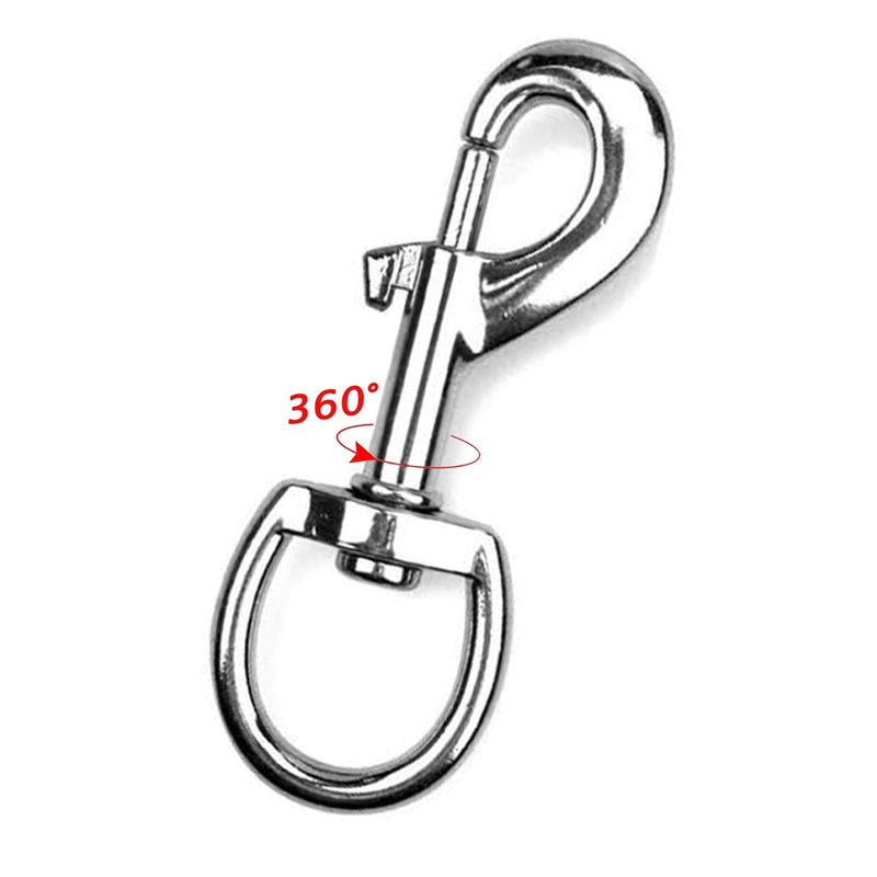 5pcs 3.5'' by 1/2-Inch Round Steel Swivel Eye Bolt Snap Hook - Use for Pet Leash Flag Pole Key Chain Clothlines Tarp Cover,Nickel Plated (3.5",5pcs)