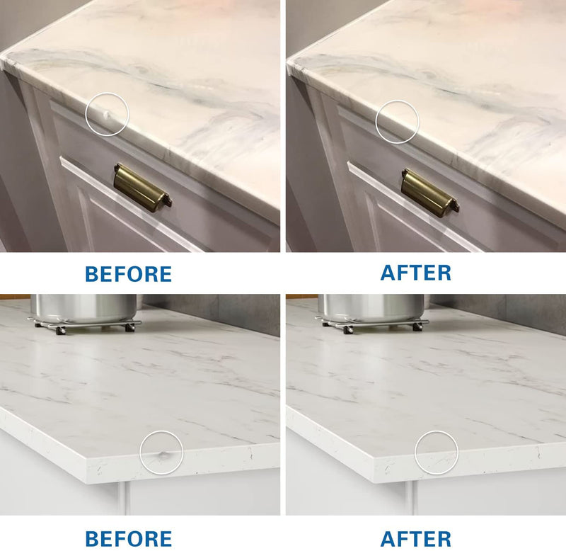 Quartz Countertop Chip Repair Kit (White), Marble and Granite Repair to Fix Nicks, Chips, Scratches on Granite, Marble, Porcelain, Corian, Travertine, Quartz, Acrylic and Other Natural Stone Surfaces No. 01 White