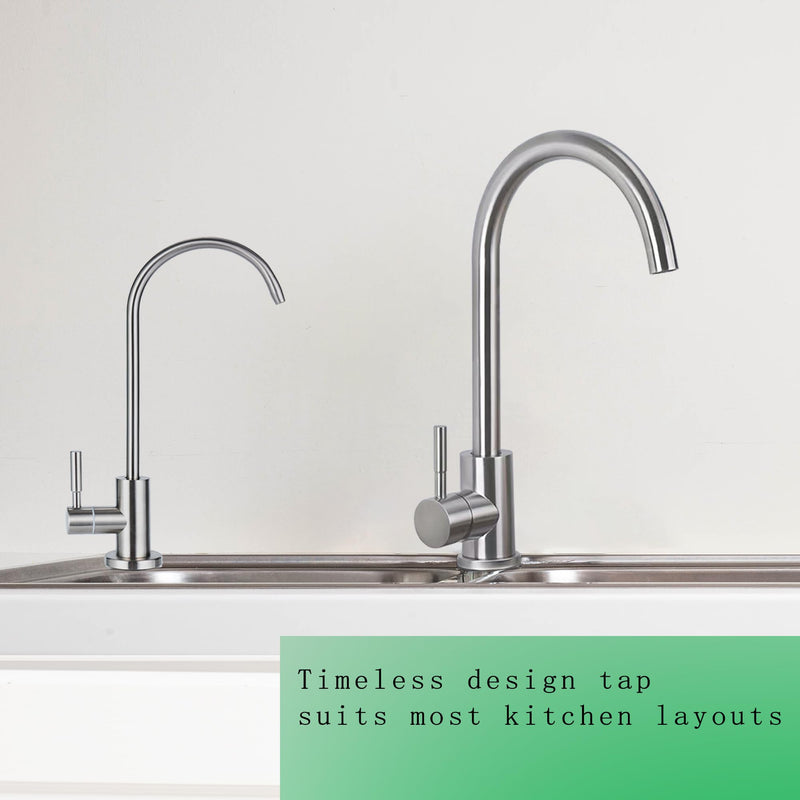 Stainless Steel Drinking Water Faucet, Non-air Gap ro Faucet for Sparkling Water, Cooler Water, Other Reverse Osmosis Water Filtration System (Brushed Nickel 2) Classic