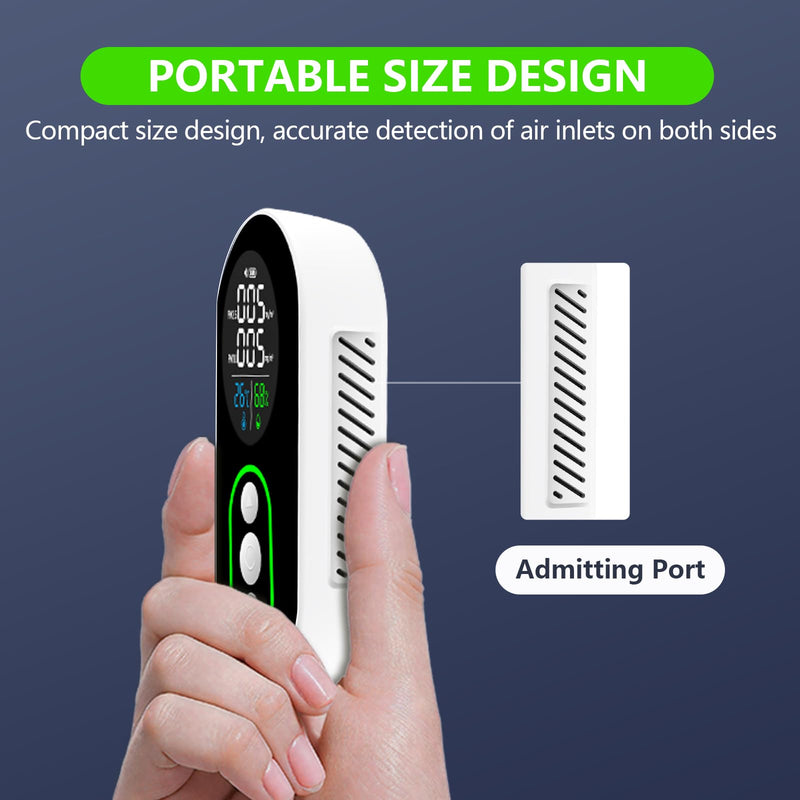 LSENLTY 4 in 1 PM 2.5 and PM 10 Air Quality Monitor(Temp/Humidity/PM2.5/PM10), Portable PM 2.5 Detector with Alarm Function, 0~1000 UG/m³ Detector Range Air Quality Monitor for Home, Office, School