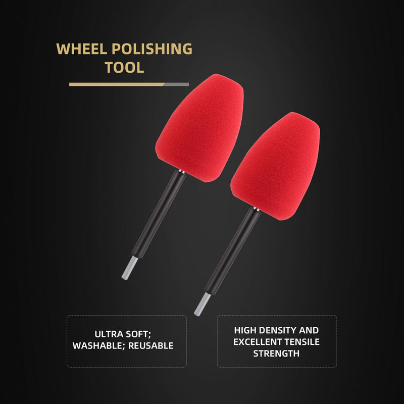 SPTA Metal Polishing Tool, Auto Cylindrical Metal Polish Buffing Polishing Ball, Drill Buffing Sponge Pads Buffing Wheel for Drill Foam, Sponge Buffing for Automotive Car Wheel Hub Care Red Cylindrical Polishing Ball
