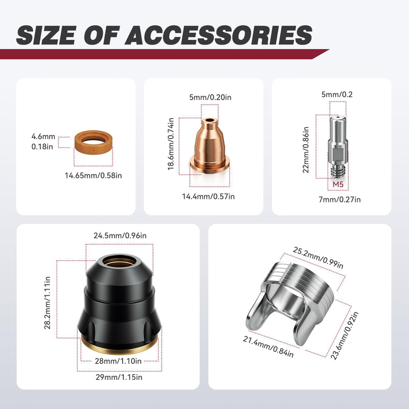 ARCCAPTAIN IPT60 Plasma Gouging Nozzle Consumables for Plasma Cutter, Compatible with CUT60 NON-HF & CUT55 MP, 23 Pcs