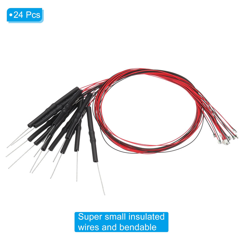 PATIKIL 0805 Pre-Wired Micro LED, 24 Pcs 3-6V Pre-soldered Mini Light Emitting Diodes Surface Mount Device for Model Building, DIY, Science Projects, 9.8" Length, Colorful Slow Flash