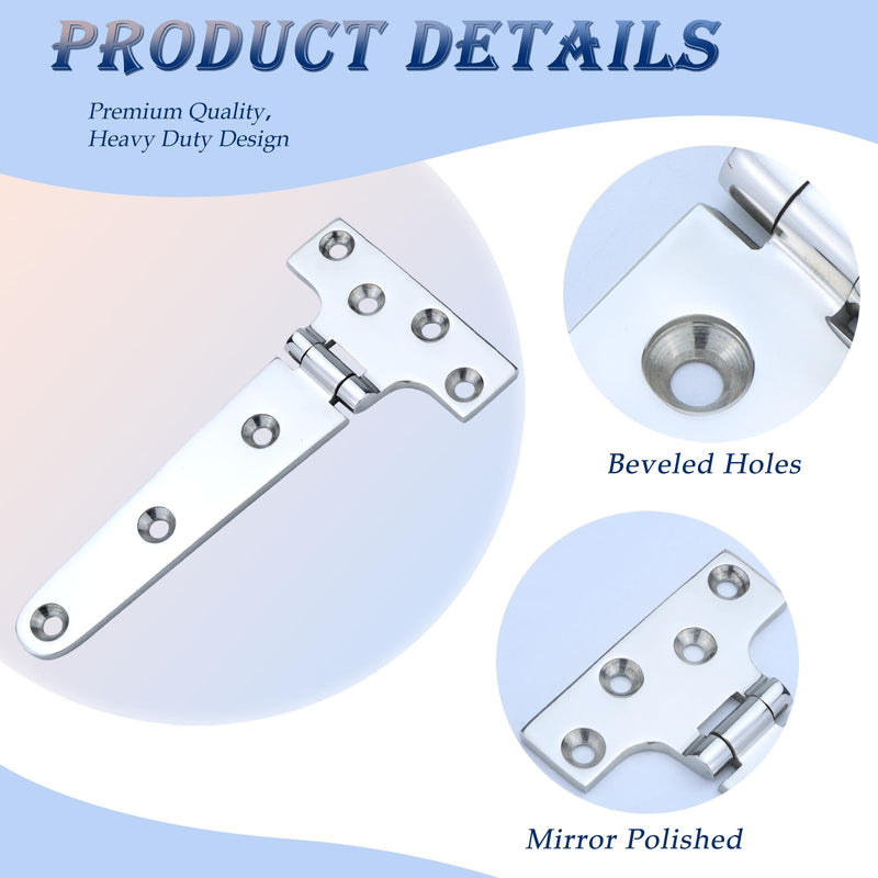 YANYUCB T Shape Boat Casting Hinge 316 Marine Stainless Steel Cabinet Hardware Door Hinge Marine Hardware for Boat Yacht (6 inch x 3 inch 2 Pack) 6 inch x 3 inch 2 Pack