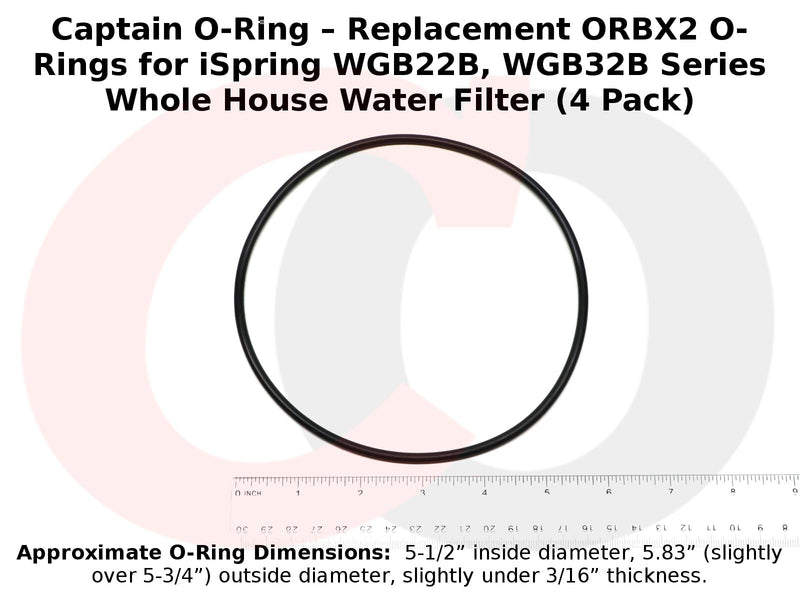 Captain O-Ring – Replacement ORBX2 O-Rings for iSpring WGB22B, WGB32B Series Whole House Water Filter (4 Pack)