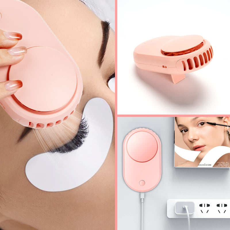 320 PCS Lash Extension Supplies, USB Mini Portable Air Conditioning Blower Handheld Dryer Fan Rechargeable Mini Mirror, Tapes, Tweezers, Eyelash Brushes, Micro Brush in Organizer Bag