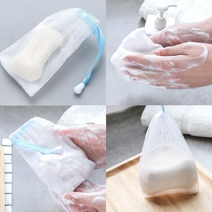 popluxy Soap Net, Soap Net, Foaming Net, Soap Bag, Mesh Material, Bath, Facial Cleansing, Random Color, Set of 10 - NewNest Australia