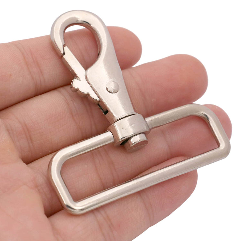 BIKICOCO 2'' Swivel Trigger Tilt & Bump Thumb Knob Bolt Snap Hook Lobster Claw Clasp Spring Loaded Clip, Round-Corner-Ring Ended, Silver - Pack of 10 Silver x 10 Pcs