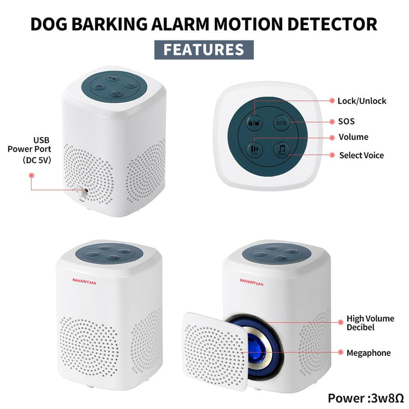 Barking Dog Motion Sensor-Pir Human Body Dog Barking Alarm Realistic Wireless Loud 1000Ft Door Chimes Home Security 1 Receiver 1 Motion Dectector Driveway Alarm Kit… 1Detectors+1Receiver