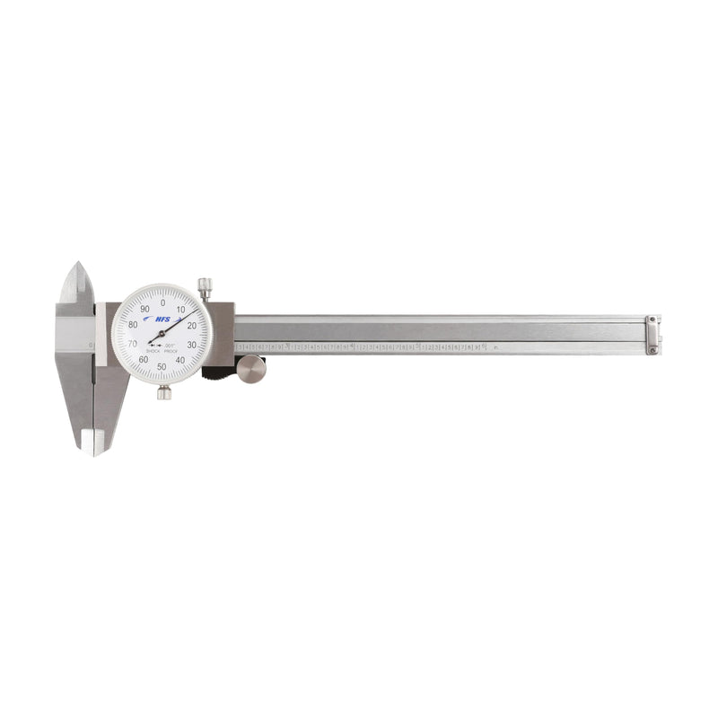 HFS(R) 0-6" Imperial Calipers; 4 Way Dial Caliper 0.001" Shock Proof New; Plastic Case
