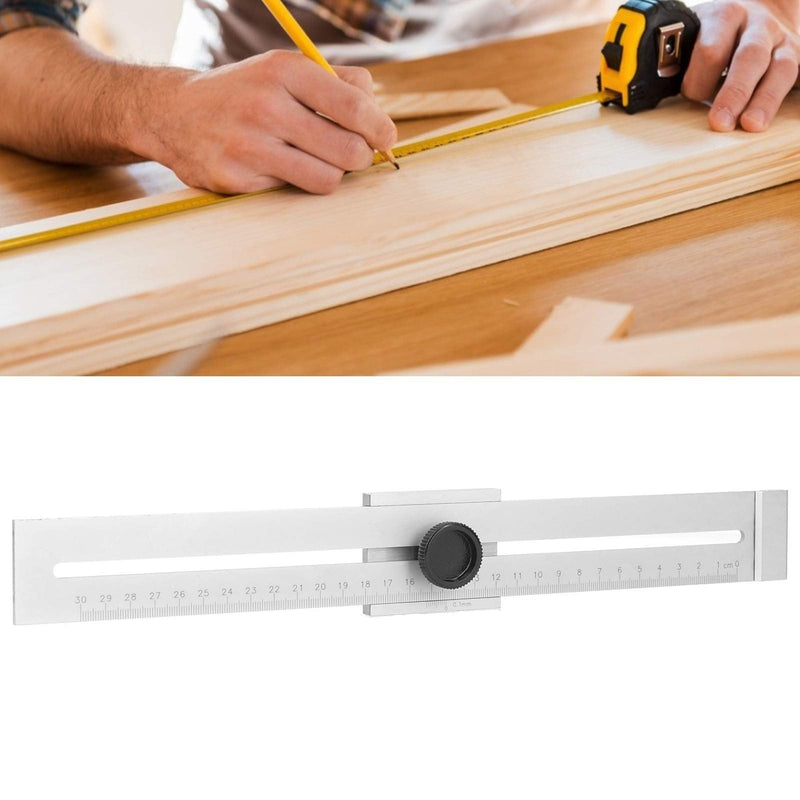 ViaGasaFamido Sliding Line Ruler Carbon Steel Ruler Woodworking Parallel Ruler Marker Gauge for Mechanical Processing Marking Offset Marking Gauge and Layout Tool(250mm)