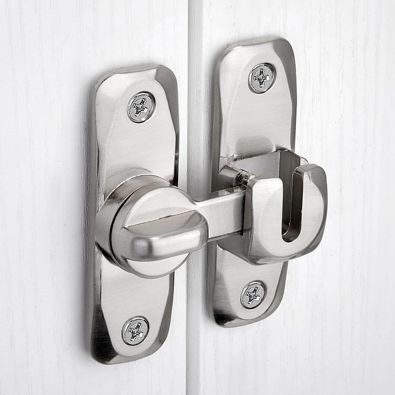 Barn Door Latch, 90/180 Degree Gate Lock, Zinc Alloy Right Angle Latch, Flip Gate Hardware, Sliding Door Lock for Cabinets, Bathrooms, Barn Doors - Silver (1 Pack) silvery_1 Pack