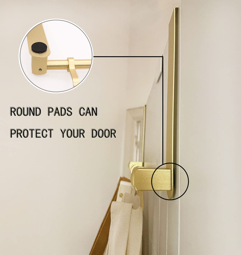 Over The Door Hooks Door Hanger, Moving 6-Hooks Over Door Coat Rack for Hanging, Aluminum Heavy Duty Door Organizer for Towel Robe Hat Bag, Behind Back of Door Bathroom (Gold) Gold