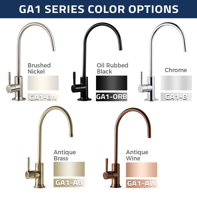 iSpring GA1-BN Drinking Water RO Faucet for Kitchen Sink, Heavy-Duty Lead-Free Reverse Osmosis Faucet for RO Water Filtration System, Non-Air Gap 100% Stainless Steel RO Faucet, Brushed Nickel Finish - NewNest Australia