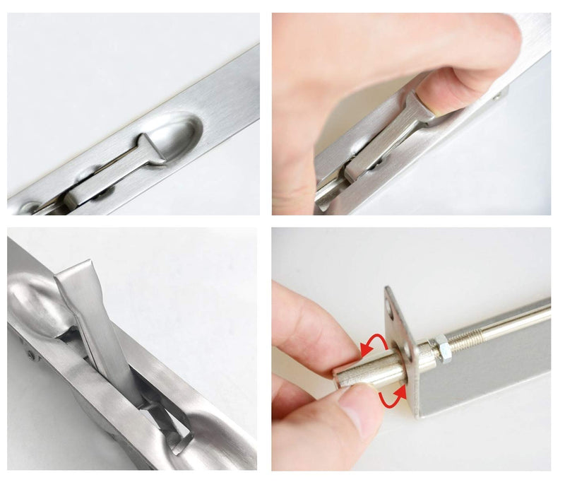 TOGU 6" Solid Stainless Steel Lever Action Flush Bolt,Concealed Security Door Lock for Composite Doors,French Doors,Wood Doors,Double Doors,Dummy Doors,Brush Stainless Steel Finish