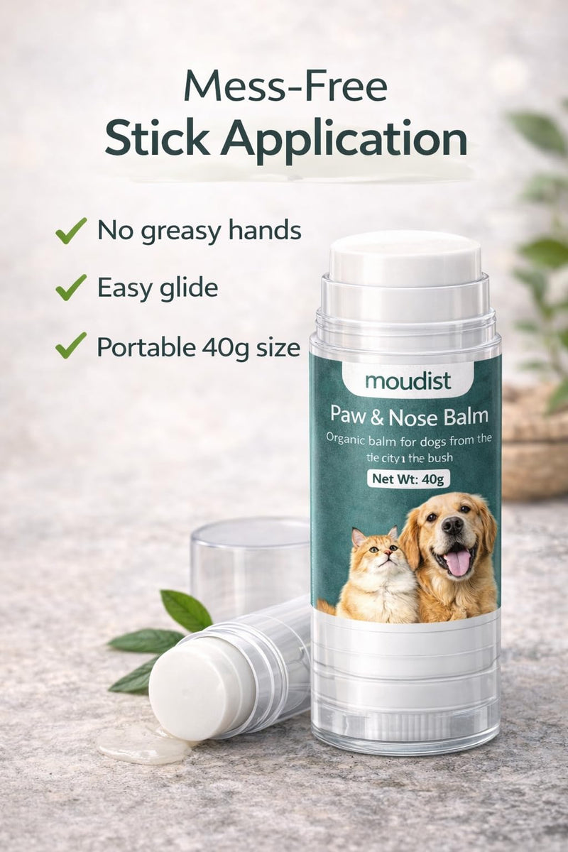 Dog Paw Balm Stick for Dry Cracked Paws – Moisturizing Paw & Nose Balm for Dogs & Cats – Paw Protector for Hot Pavement & Winter Walks, Non-Greasy Formula (40g)